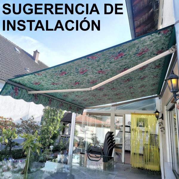 Lona para toldos estampada para Toldo Cancun 2 reverso verde | 400 g/m² | 2,50 m ancho
