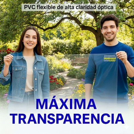 Plástico PVC Transparente en 1,40 m | Lona Flexible 625 g/m² para Cerramientos y Toldos | Teletol