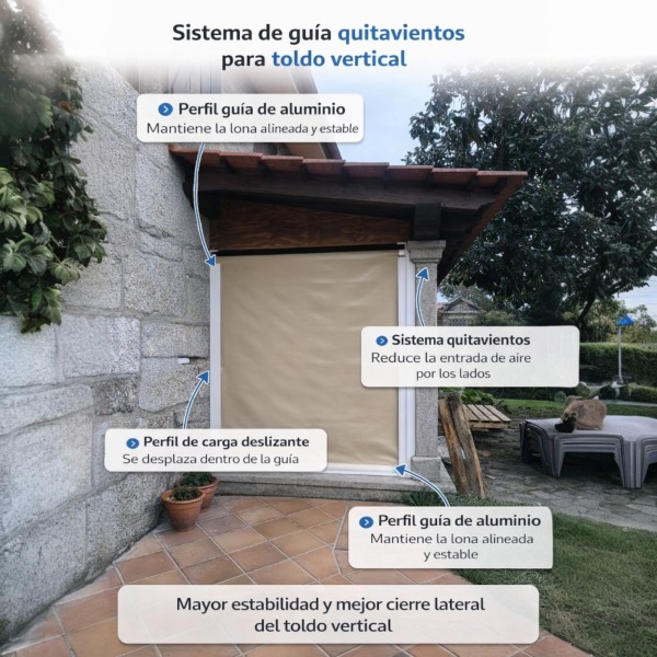 Guía Quitavientos para Toldo Vertical | Perfil Guía Lateral de Aluminio