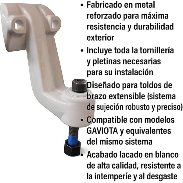 Soporte Frontal Brazo Extensible Toldo | Compatible Gaviota PREMIUM y SMART | Kit Completo Aluminio