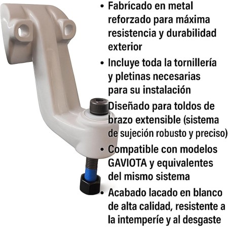Soporte Frontal Brazo Extensible Toldo | Compatible Gaviota PREMIUM y SMART | Kit Completo Aluminio