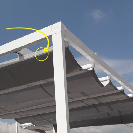 Palillo aluminio pérgola corredera | perfil para lona y poleas | guía superior toldo