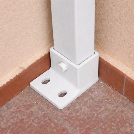 Soporte de suelo de aluminio para poste 80x40 de pérgola con tornillos para anclaje firme.