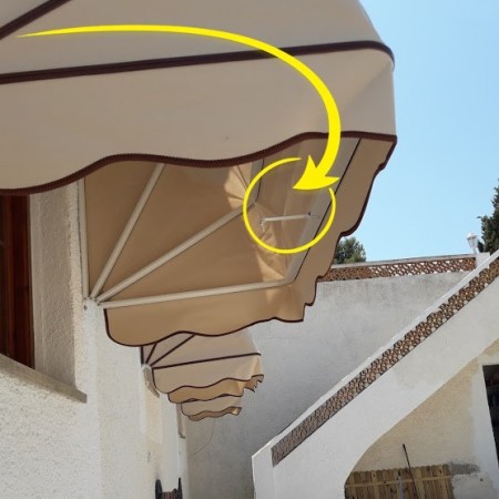 tiracordon capota instalado recogida toldo cuerda arcos