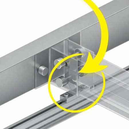 Gancho final pérgola corredera | tope guía poleas | polea fija PVC con regleta