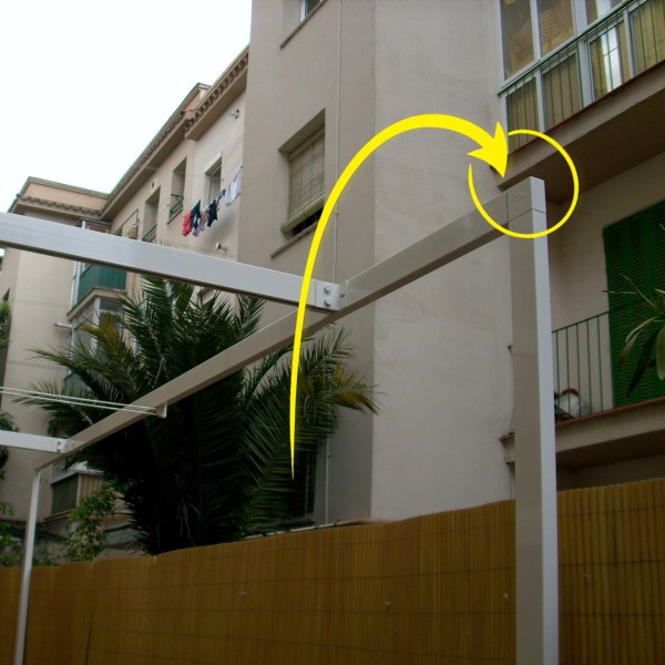 Soporte en L aluminio 80x40 para pérgola | Unión frontal y pata reforzada Teletoldo