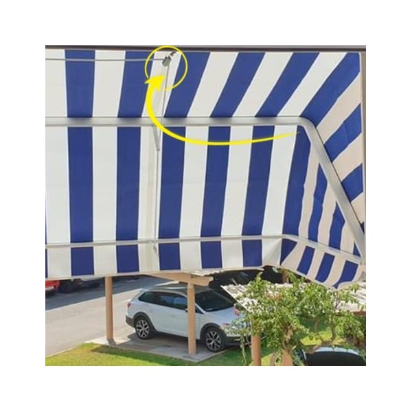 polea capota instalada toldo guia cuerda recogida