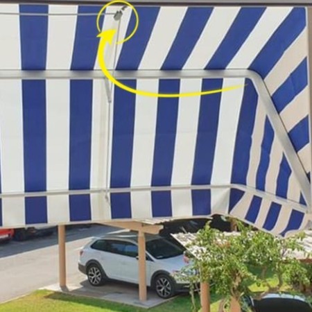 polea capota instalada toldo guia cuerda recogida