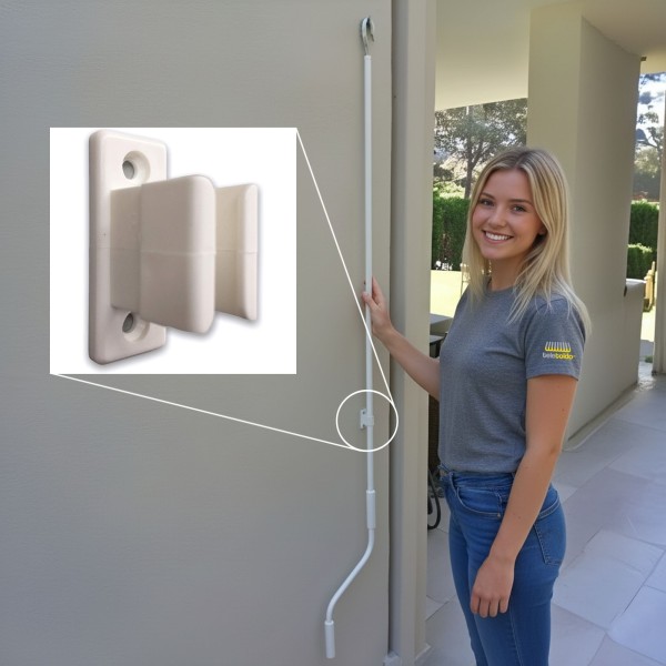 Pinza sujeta manivela toldo | Soporte pared blanco o negro