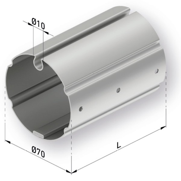 Tubo enrolle toldo 70 mm acero 1 mm | Barra galvanizada