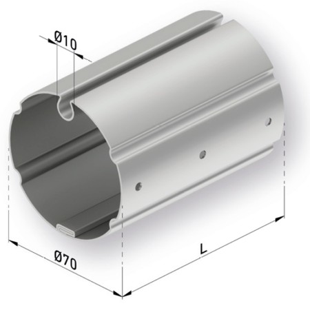 Tubo enrolle toldo 70 mm acero 1 mm | Barra galvanizada