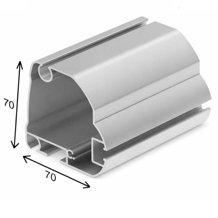 Perfil faldón aluminio blanco para toldo Mod. Tech 70 | Tubo inferior