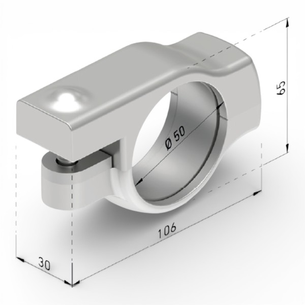 Adaptador soporte toldo para barandilla redonda Ø50 mm | Fijación brazo balcón