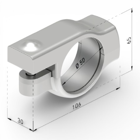 Adaptador soporte toldo para barandilla redonda Ø50 mm | Fijación brazo balcón