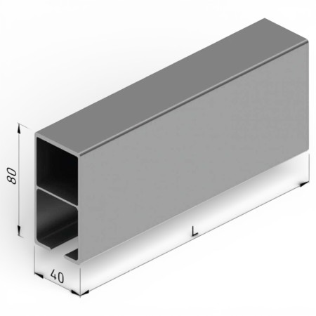 Perfil guía pérgola corredera 80x40 aluminio | 2 mm espesor | guía toldo corredero