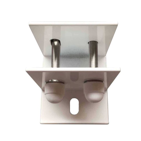 Soporte de aluminio para guía de pérgola 80x40 con tornillos incluidos para fijación estructural.