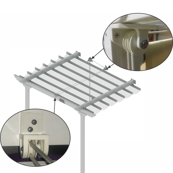 Kit poleas pérgola corredera Teletoldo | 3 poleas nylon con pasador metálico | para cuerda 5-6 mm | recambio pérgola