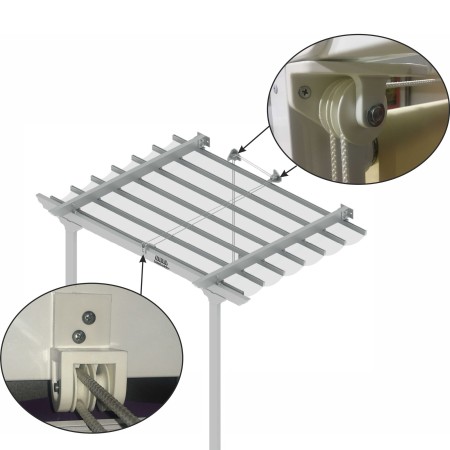Kit poleas pérgola corredera Teletoldo | 3 poleas nylon con pasador metálico | para cuerda 5-6 mm | recambio pérgola
