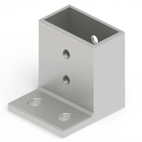 Base suelo para poste 80x40 | soporte aluminio pérgola | fijación firme exterior