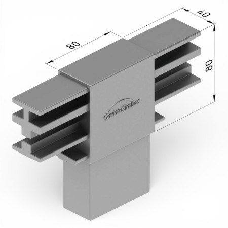 conector T aluminio perfil 80x40 union travesaños