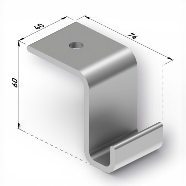 colgador capota techo pieza metalica con pestaña superior