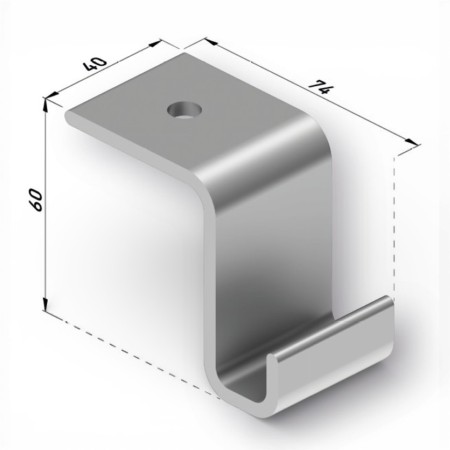 colgador capota techo pieza metalica con pestaña superior