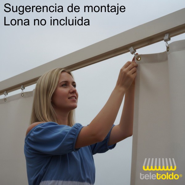 Riel aluminio cortina exterior | Carril para cortinas de porche, pérgola y terraza
