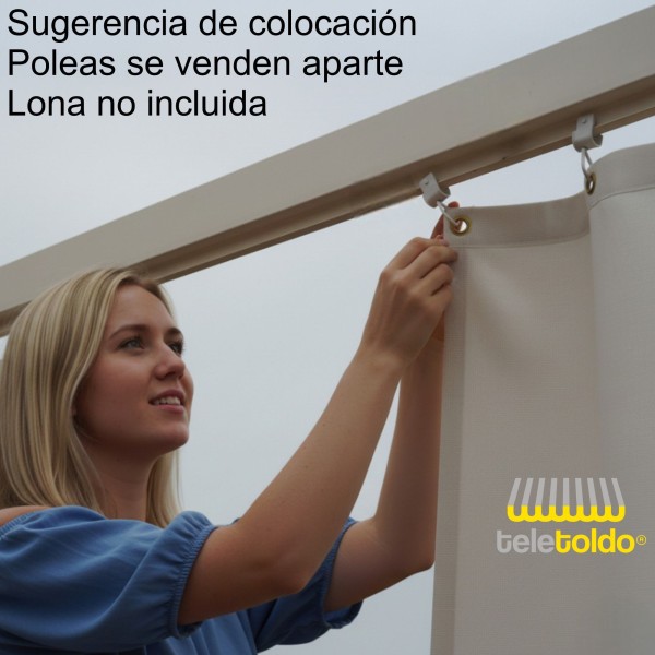Riel de aluminio para cortina exterior | Carril para cortinas de porche, pérgola y terraza